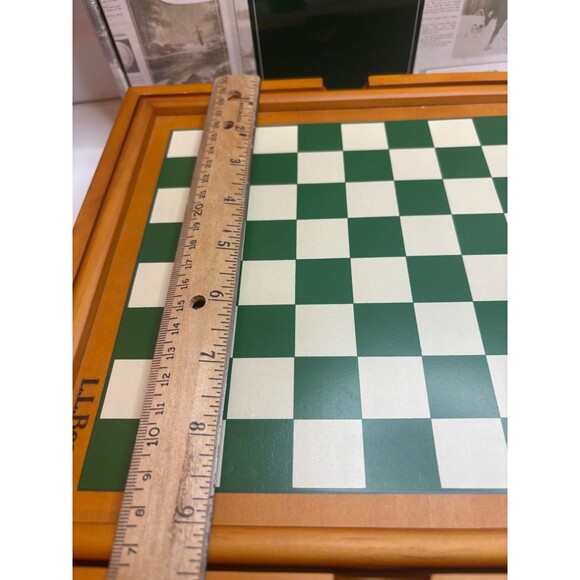 LL BEAN THREE-IN-ONE CAMP GAME: WOODEN CHECKERS,CHESS,BACKGAMMON RV, BEACH GAMES - Picture 8 of 13